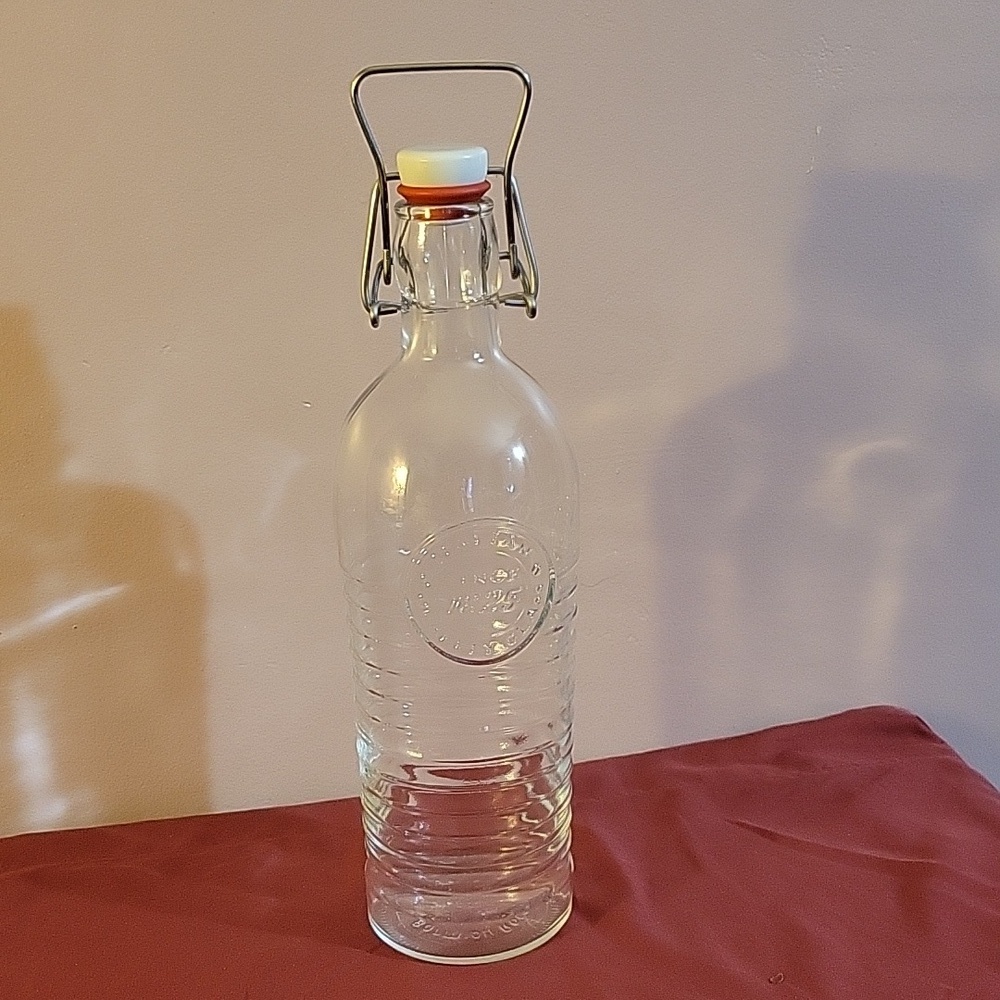 Bormioli Rocco Officina Water Bottle 37.25 oz, Italy Clear Glass